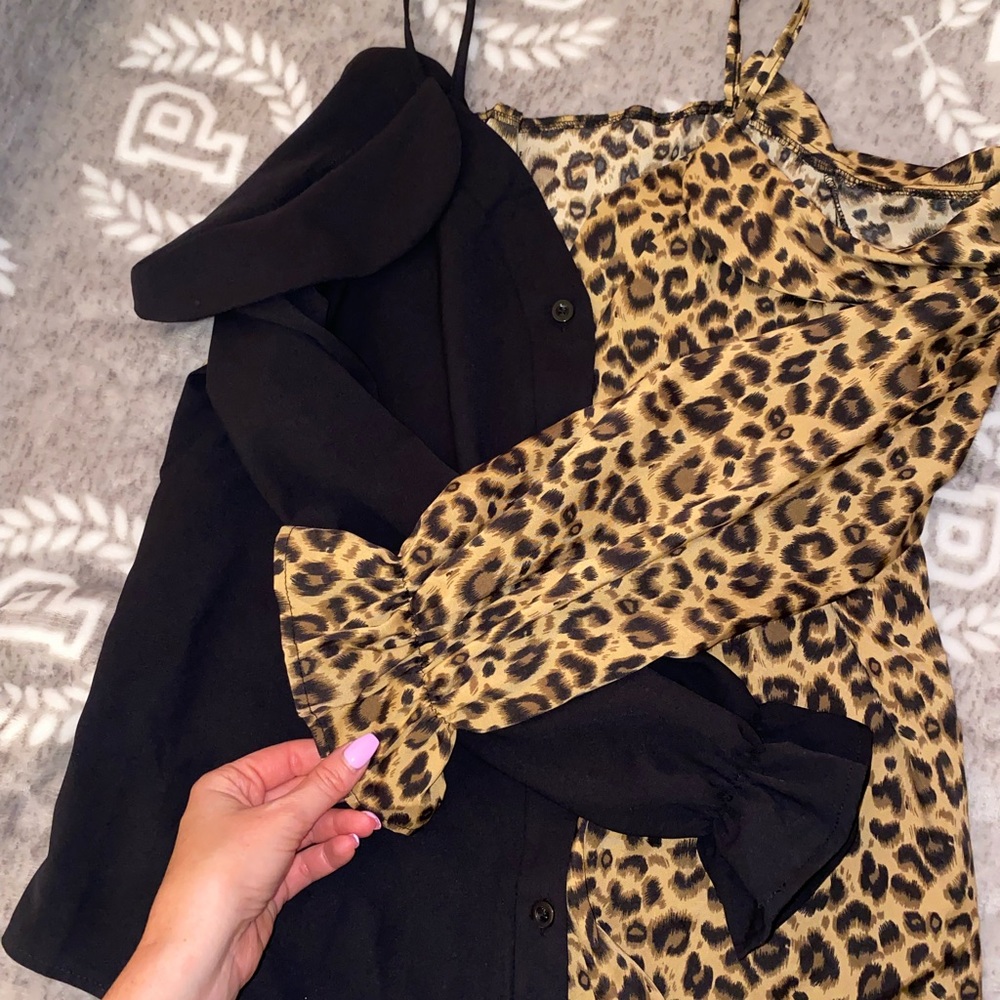 Shein two tone cold shoulder top